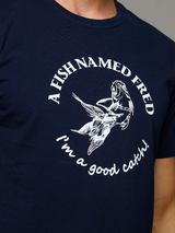A Fish Named Fred 120001 marine blauw/wit shirt