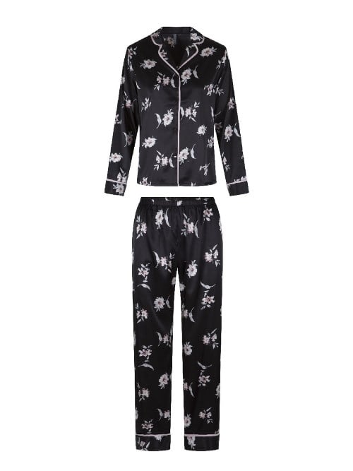 LingaDore Night SATIN zwart/print pyjama