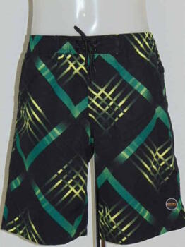 Shiwi Heren Striped Zwart/Groen Zwemshort