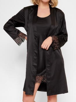LingaDore Night In love with embroidery Zwart/Koper Kimono