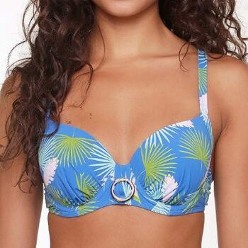LingaDore Beach Palm Leaf Blauw/Print Voorgevormde Bikinitop
