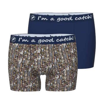 A Fish Named Fred Record Covers Marine Blauw/Print Boxershort