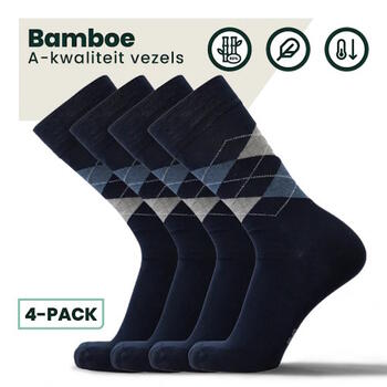 Bamboosa Steve Marine Blauw/Print Sokken