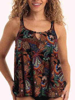 Rosa Faia Badmode Mabela Zwart/Print Tankini Top