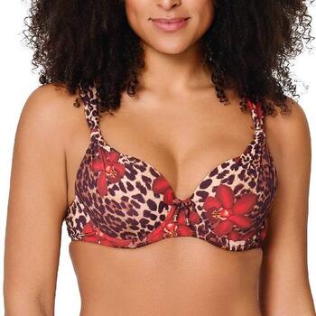 LingaDore Beach Leopard Flower Rood Voorgevormde Bikinitop