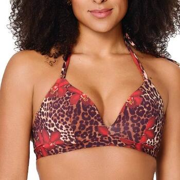 LingaDore Beach Leopard Flower Rood Voorgevormde Bikinitop