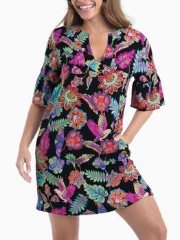 Rosa Faia Badmode Loja Zwart/Print Tuniek