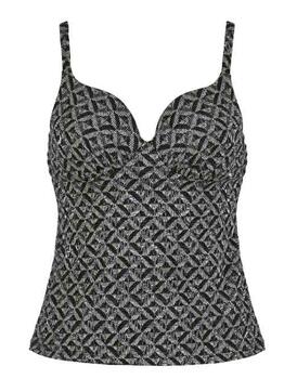 Naturana Badmode Dames Zwart/Print Tankini Top