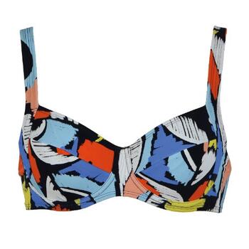 Naturana Badmode Dames Zwart/Multicolor Soft-Cup Bikinitop