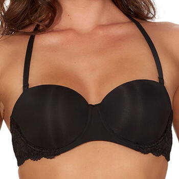 After Eden Evy Strapless bra in recycled fabric and lace Black