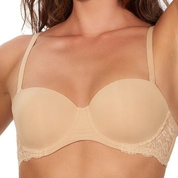 After Eden Evy Strapless bra in recycled fabric and lace Powder