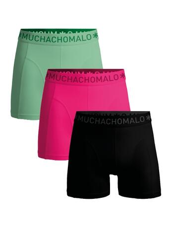 Muchachomalo Men 3-Pack Boxer Shorts Solid Black/Pink/Green