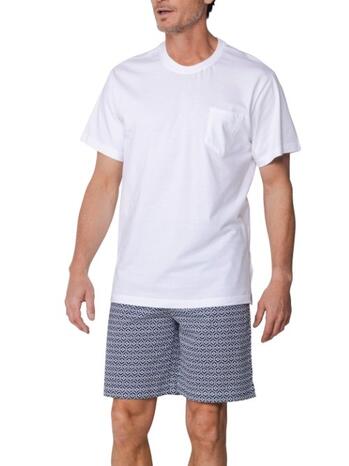 Pastunette Heren Shortama round neck White