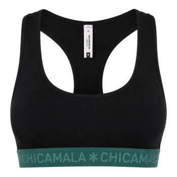Chicamala Women Racer Back Solid Black/Aqua