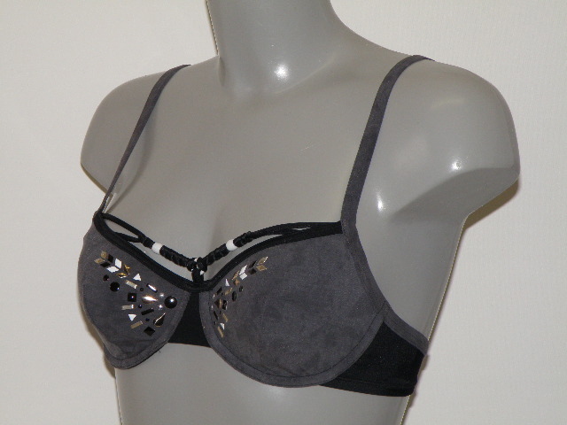 Marlies Dekkers Badmode Beads grijs/zwart soft-cup bikinitop