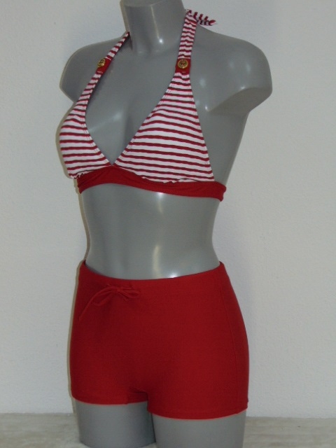 Nickey Nobel Captains Stripe rood/wit bikini set
