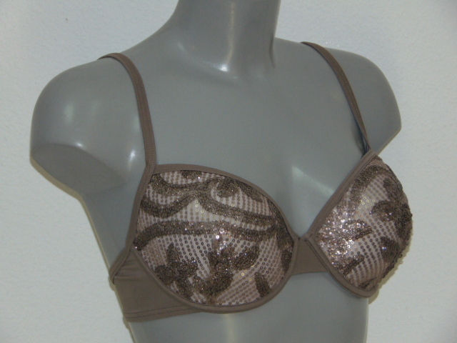Sapph Badmode Methics Leaves taupe voorgevormde bikinitop