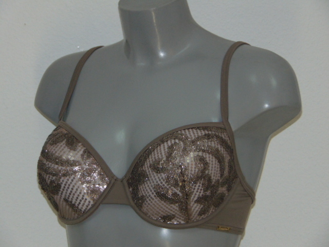 Sapph Badmode Methics Leaves taupe voorgevormde bikinitop