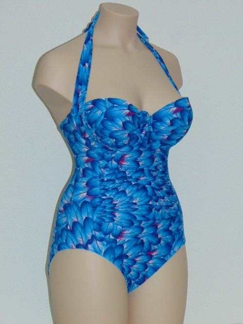 Missya Tulip blauw/print badpak