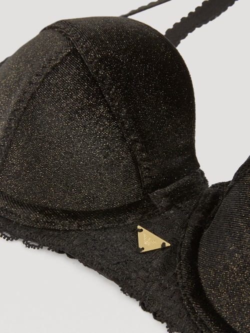 Armani Dames Velvet zwart/goud voorgevormde bh
