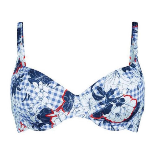 Rosa Faia Badmode Daisy blauw/print voorgevormde bikinitop