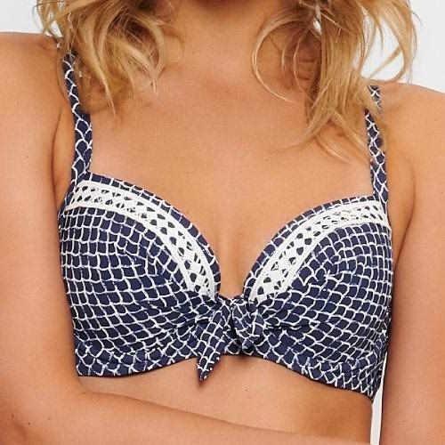 LingaDore Beach Serra marine blauw/wit voorgevormde bikinitop