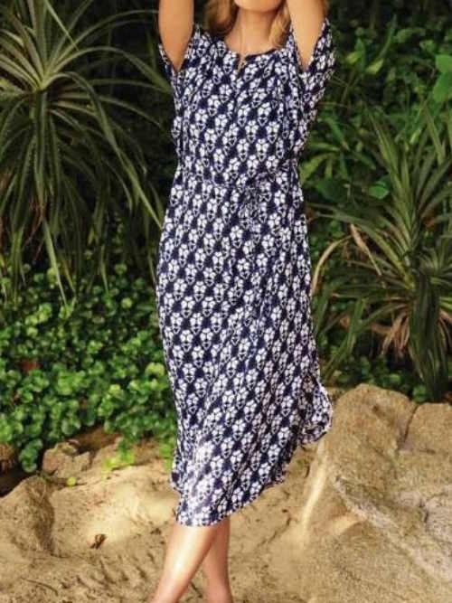 Rosa Faia Badmode Kekepa blauw/wit strandjurk