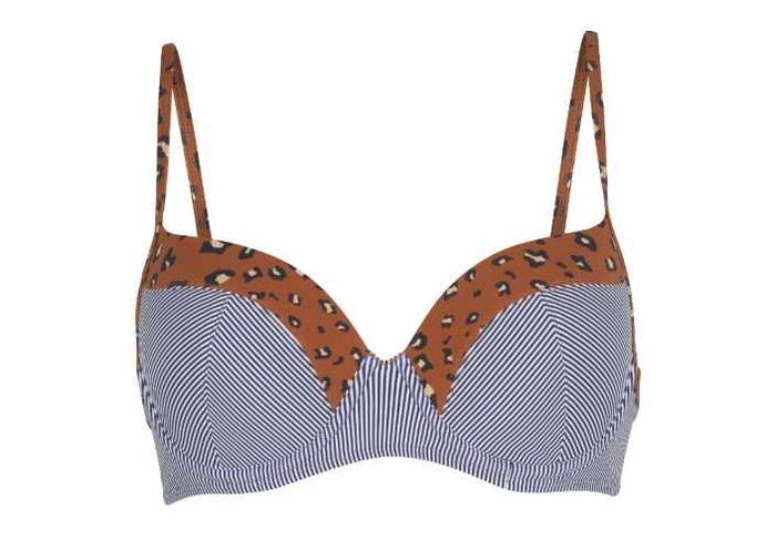 LingaDore Beach Striped Cheetah bruin/print voorgevormde bikinitop