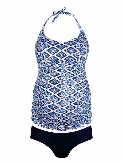 Anita Badmode Lelepa blauw/print zwangerschap tankini