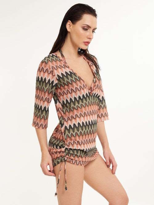LingaDore Beach Neva groen/roze tuniek
