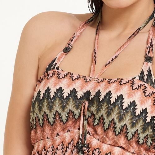 LingaDore Beach Neva groen/roze strandjurk