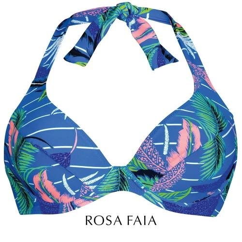 Rosa Faia Badmode Amira blauw/print soft-cup bikinitop