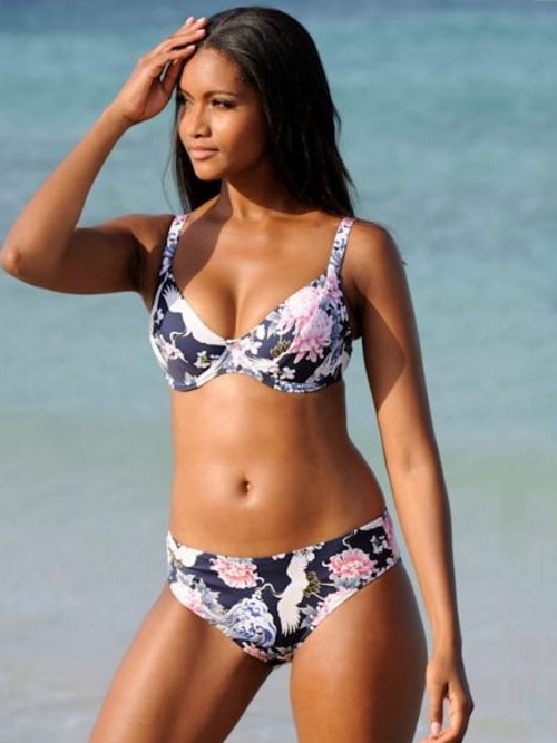 Rosa Faia Badmode Celine marine blauw/print soft-cup bikinitop