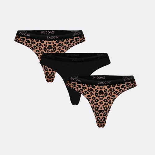Zaccini Leopard oranje/print string