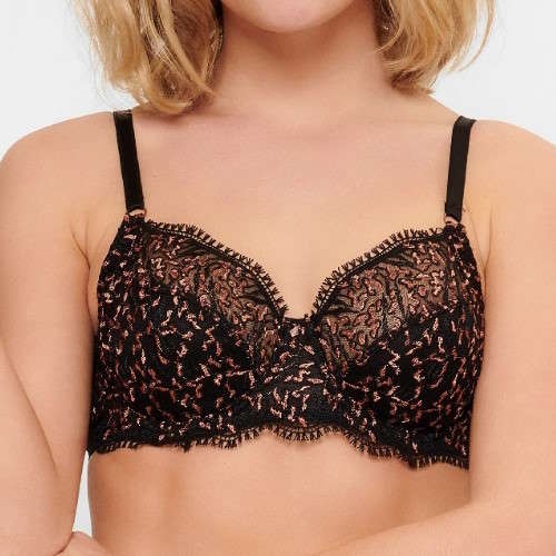 LingaDore In love with embroidery zwart/koper niet voorgevormde bh