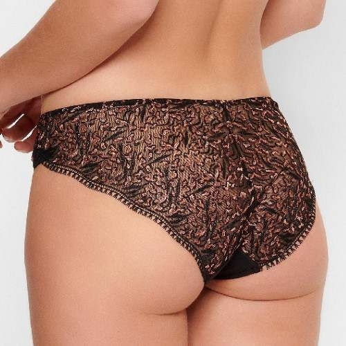 LingaDore In love with embroidery zwart/koper slip
