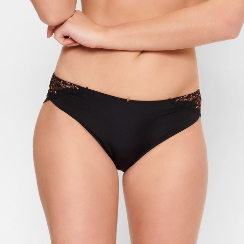 LingaDore In love with embroidery zwart/koper slip