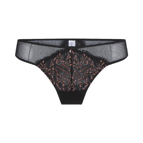 LingaDore In love with embroidery zwart/koper string