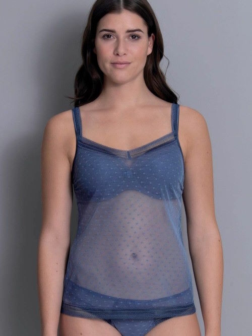 Rosa Faia Emily blauw spaghetti top
