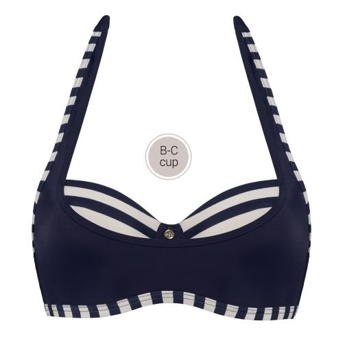 Marlies Dekkers Badmode Mariniere marine blauw/ivoor voorgevormde bikinitop