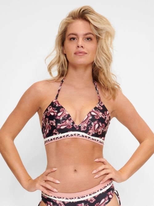 LingaDore Beach Paisley Love zwart/print voorgevormde bikinitop