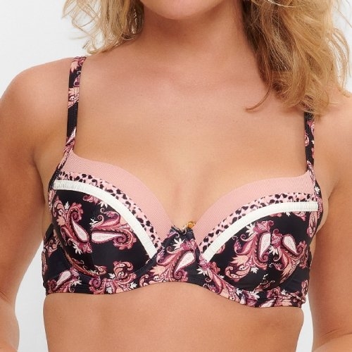 LingaDore Beach Paisley Love zwart/print voorgevormde bikinitop