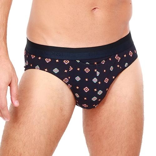 HOM Marius marine blauw/print heren slip