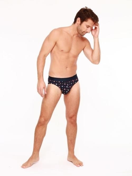 HOM Marius marine blauw/print heren slip