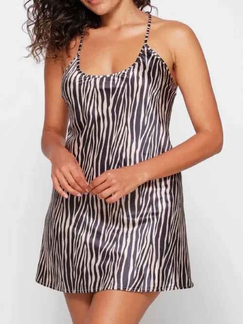 LingaDore Night Striped Zebra zwart/print slipdress