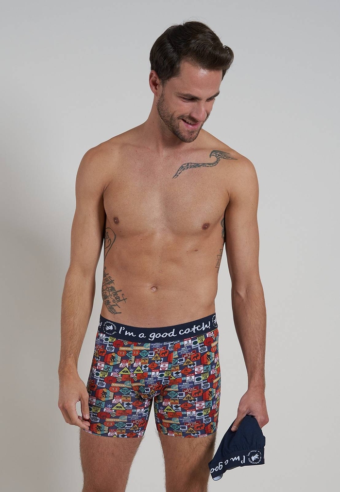 A Fish Named Fred Wintersport marine blauw/print boxershort