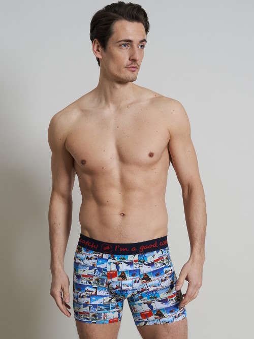 A Fish Named Fred Wintersport marine blauw/print boxershort