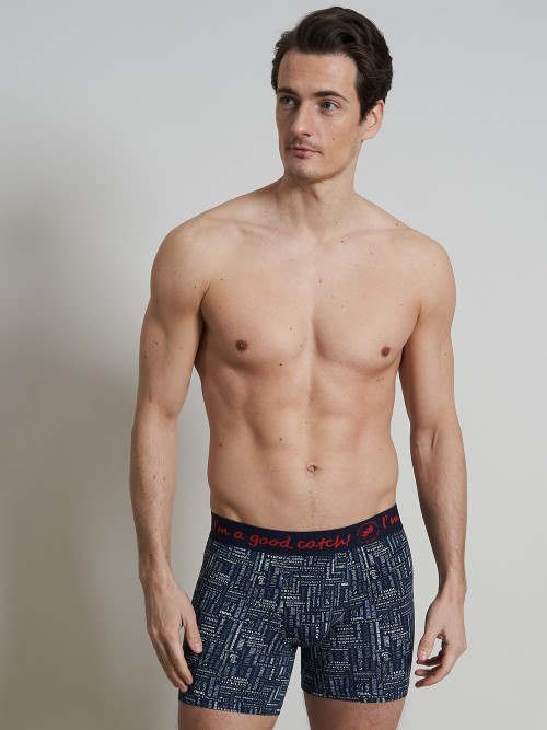 A Fish Named Fred Wintersport marine blauw/print boxershort