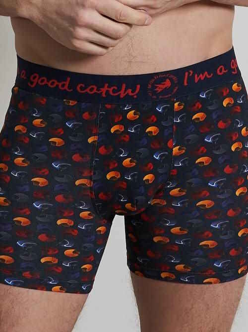A Fish Named Fred Wintersport marine blauw/print boxershort