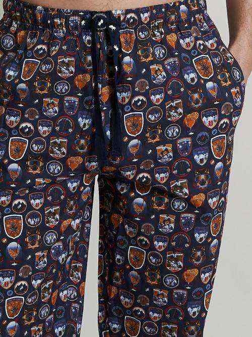 A Fish Named Fred Wintersport marine blauw/print pyjamabroek
